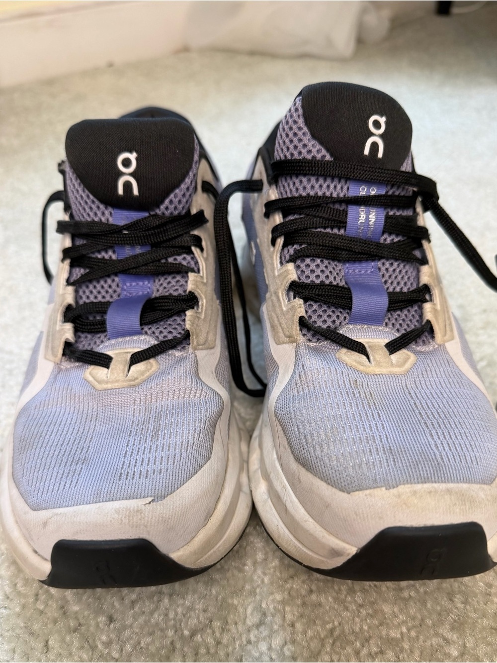 On Womans Cloudrunner 2 Sneakers in Light Purple and Black